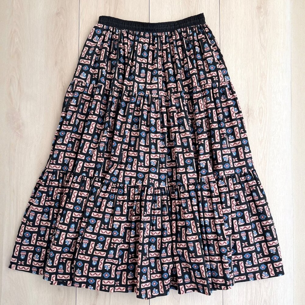 Vintage 80s Rockmount Ranch Wear Tiered Ruffle Midi Skirt Sz M-L Cottagecore